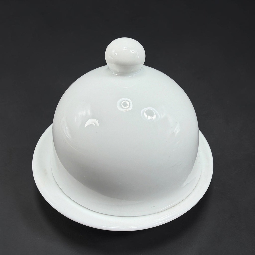 BIA Cordon Bleu White Porcelain Individual Covered Butter Dish Caviar Server 3in